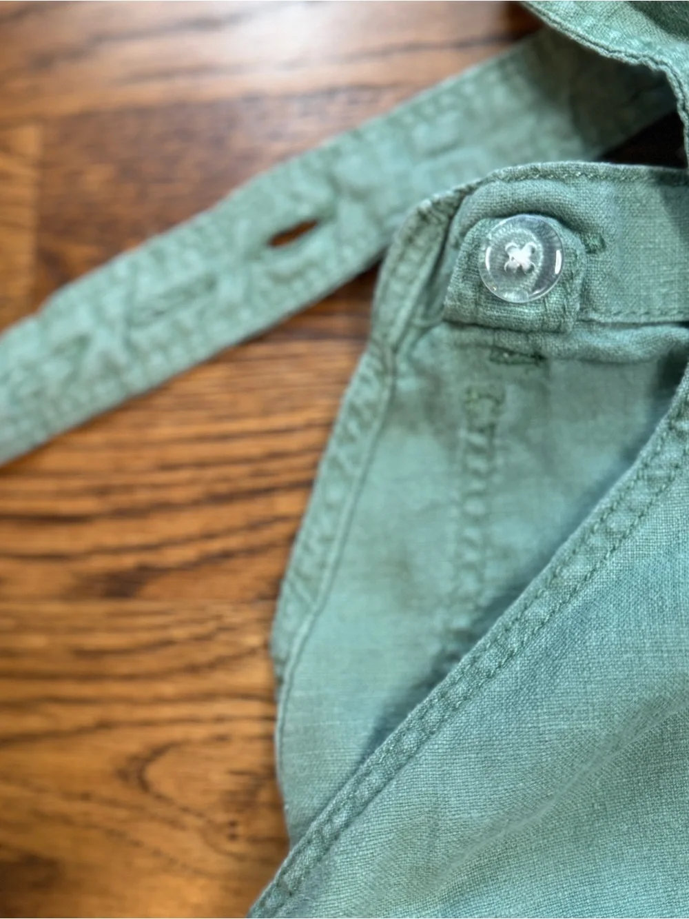 OshKosh B'gosh Linen Viscose Toddler Girls Army Green Shortall Overalls Size 5T